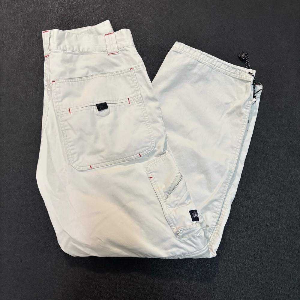 White Cargo Pants with Relaxed Fit and Utility Design